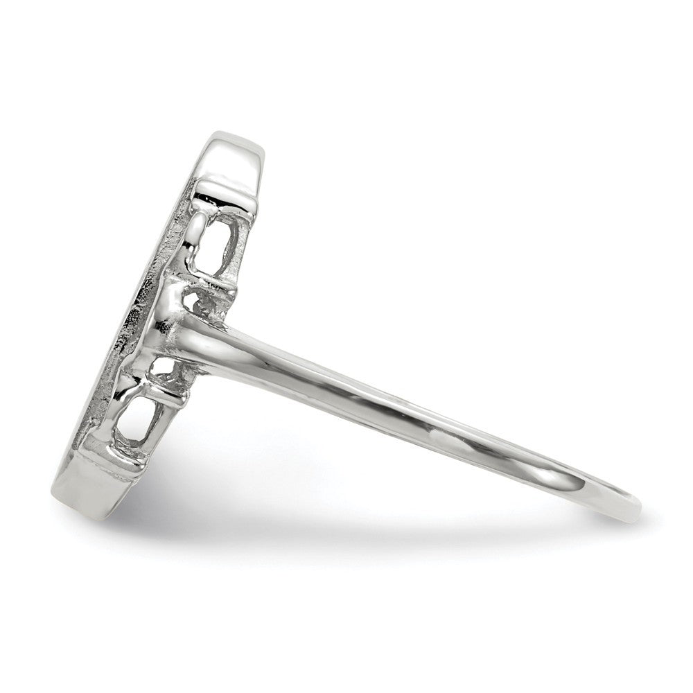 Open Back Signet Ring Oval Shape Custom Personalized with Free Engraving Available of Initials in Solid 14K White Gold