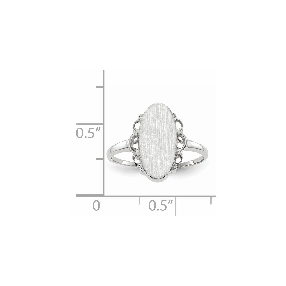 Open Back Signet Ring Oval Shape Custom Personalized with Free Engraving Available of Initials in Solid 14K White Gold