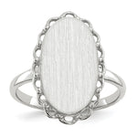 Load image into Gallery viewer, Open Back Signet Ring Oval Shape Scallop Edge Custom Personalized with Free Engraving Available of Initials in Solid 14K White Gold
