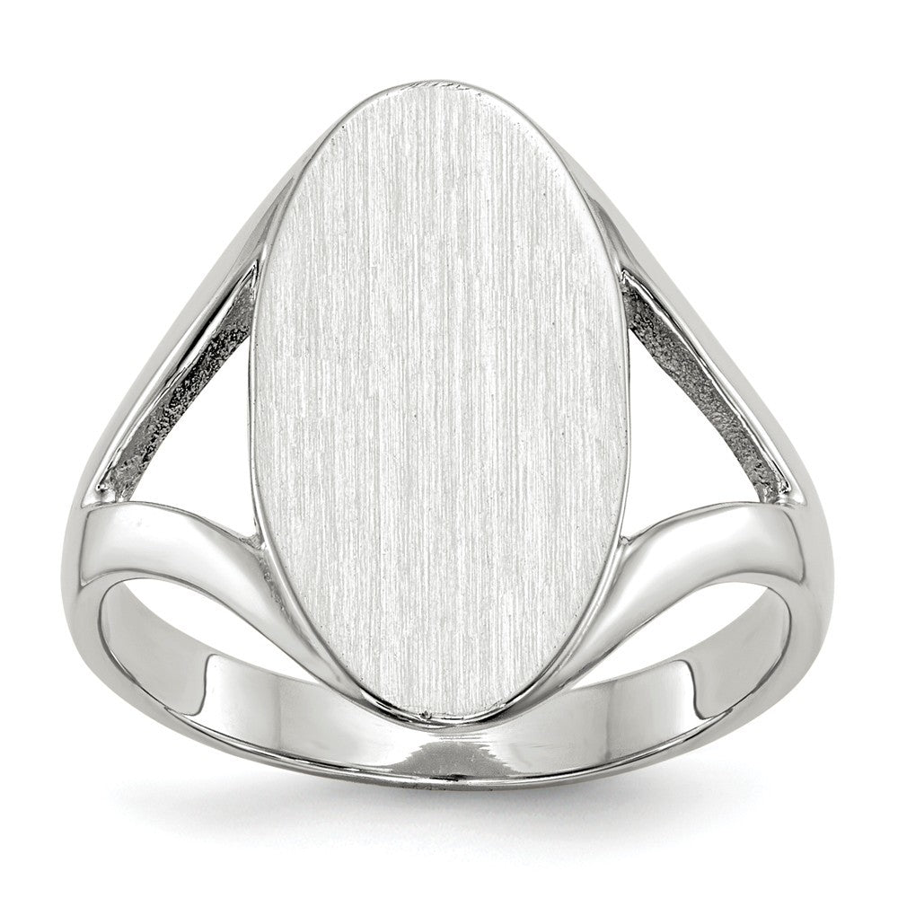 Solid Closed Back Signet Ring Oval Shape Custom Personalized with Free Engraving Available of Initials in Solid 14K White Gold