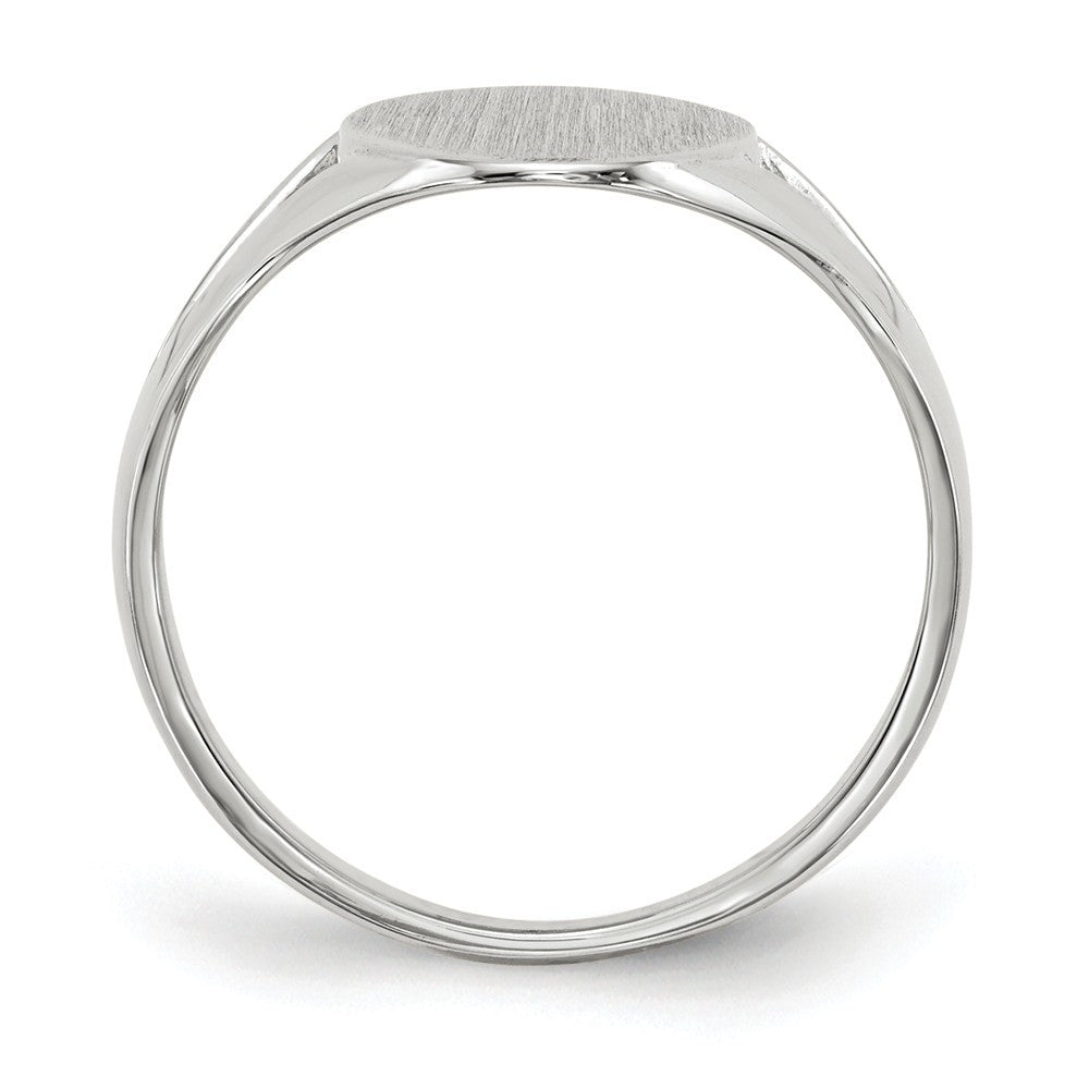 Solid Closed Back Signet Ring Oval Shape Custom Personalized with Free Engraving Available of Initials in Solid 14K White Gold