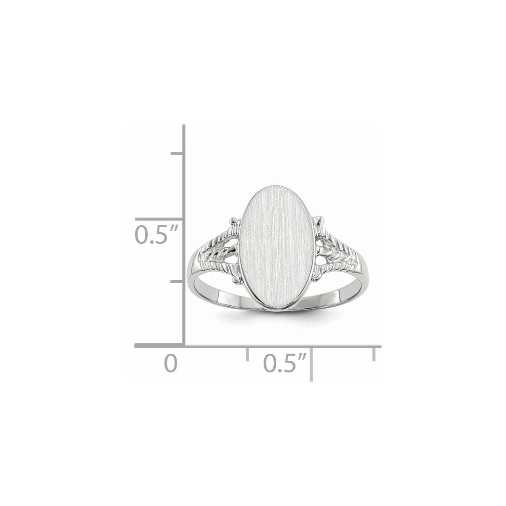Solid Closed Back Signet Ring Oval Shape Custom Personalized with Free Engraving Available of Initials in Solid 14K White Gold