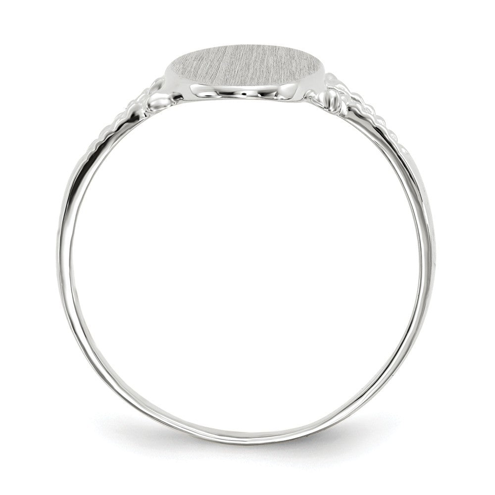 Solid Closed Back Signet Ring Oval Shape Custom Personalized with Free Engraving Available of Initials in Solid 14K White Gold