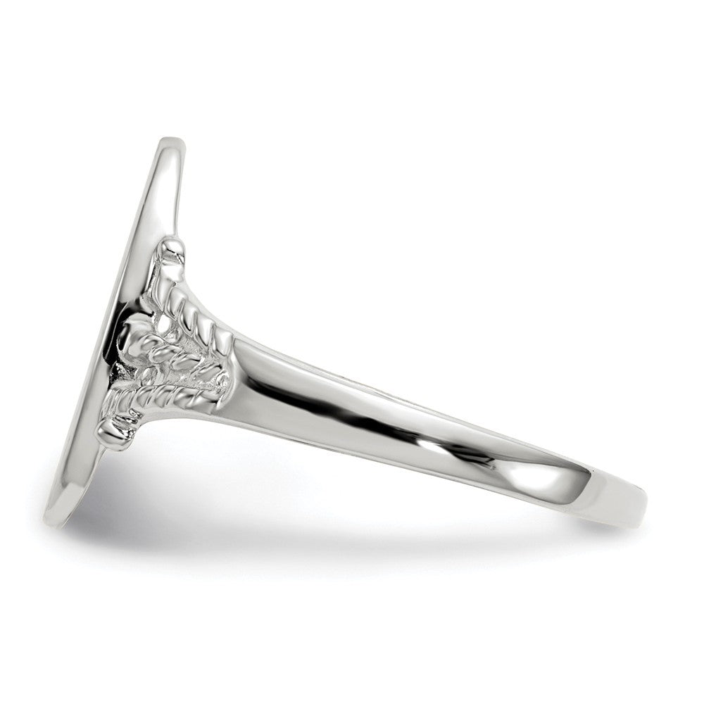 Solid Closed Back Signet Ring Oval Shape Custom Personalized with Free Engraving Available of Initials in Solid 14K White Gold