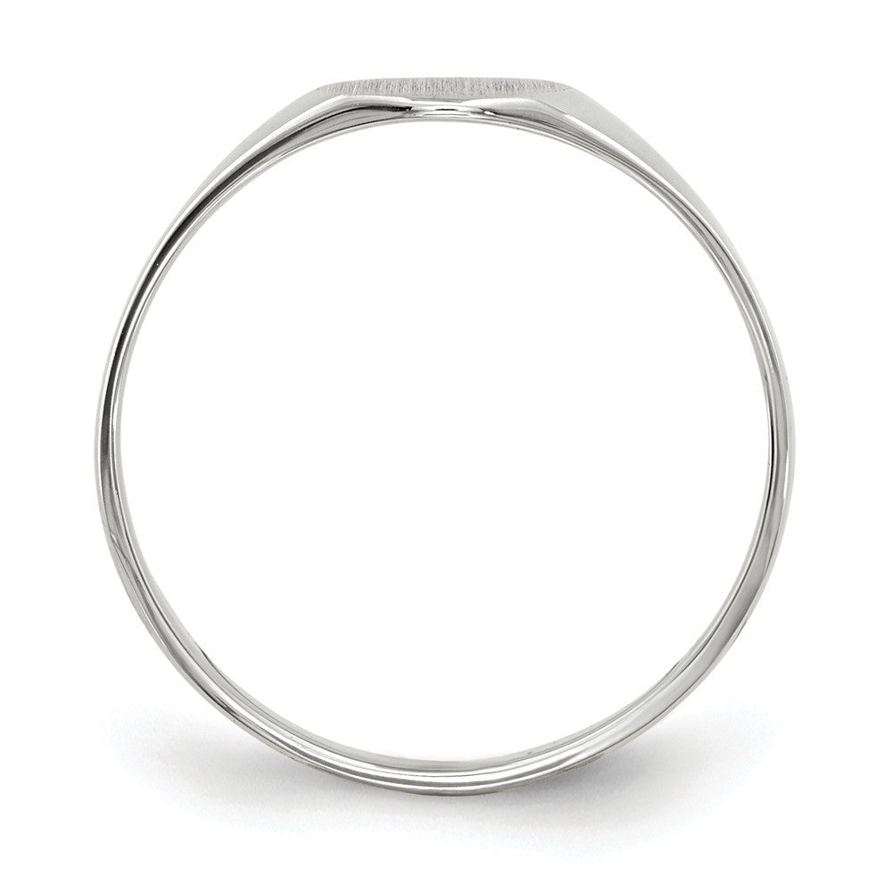 Solid Closed Back Signet Ring Round Custom Personalized with Free Engraving Available of Initials in Solid 14K White Gold