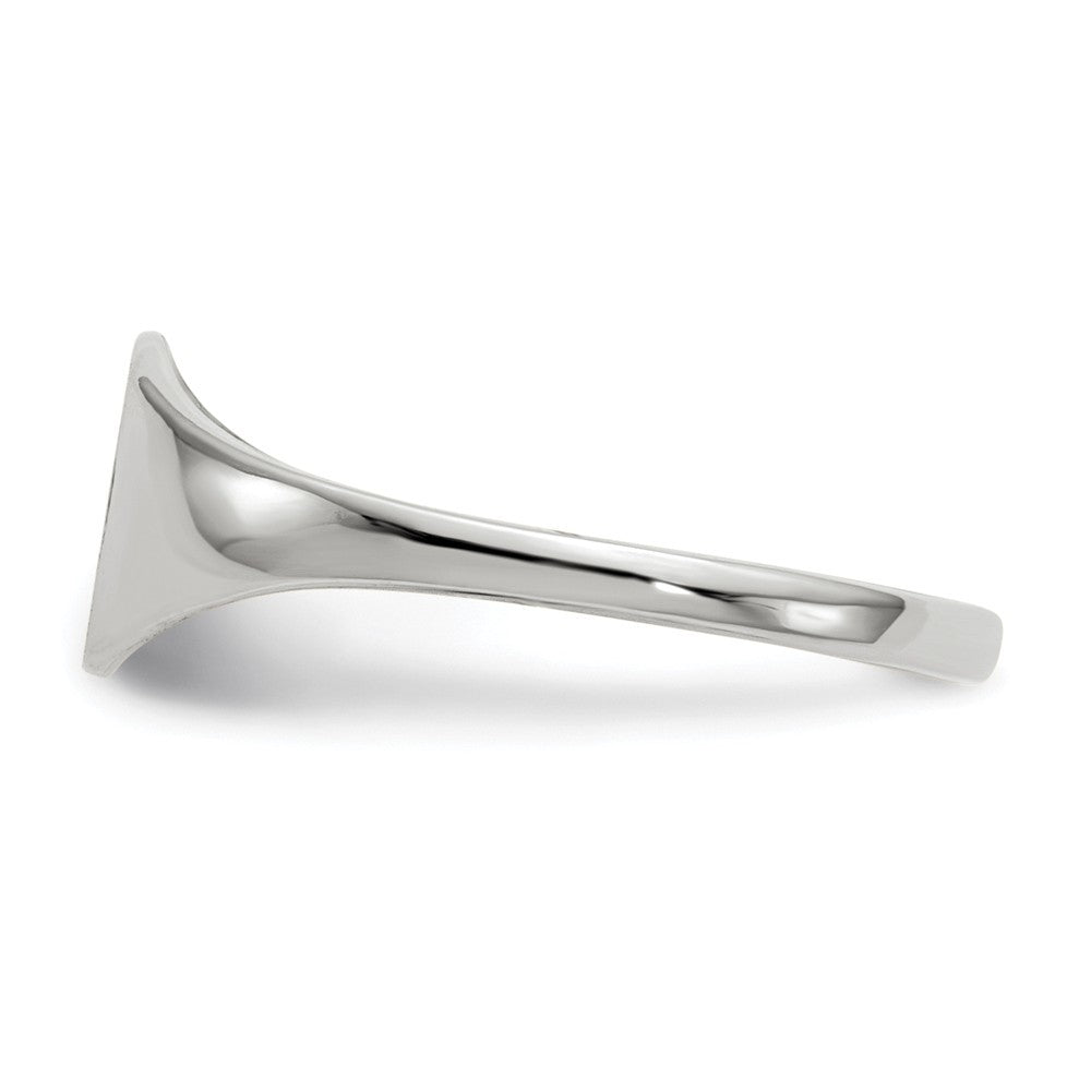 Solid Closed Back Signet Ring Round Custom Personalized with Free Engraving Available of Initials in Solid 14K White Gold