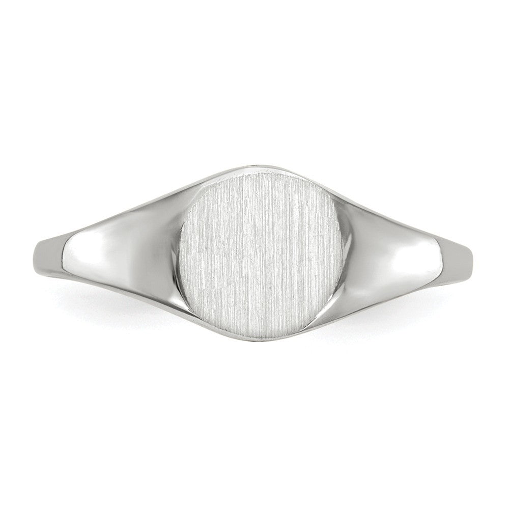 Solid Closed Back Signet Ring Round Custom Personalized with Free Engraving Available of Initials in Solid 14K White Gold
