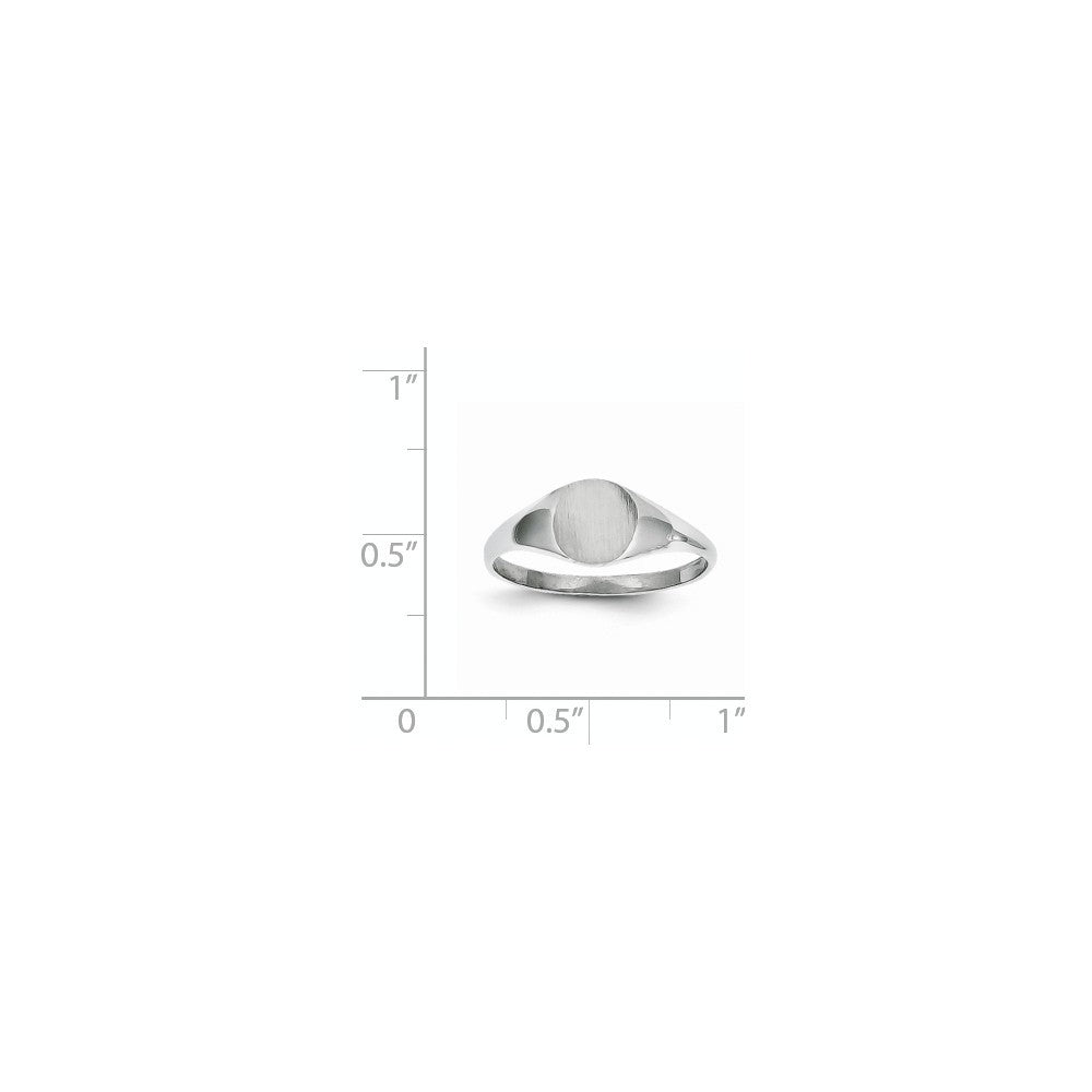 Solid Closed Back Signet Ring Round Custom Personalized with Free Engraving Available of Initials in Solid 14K White Gold