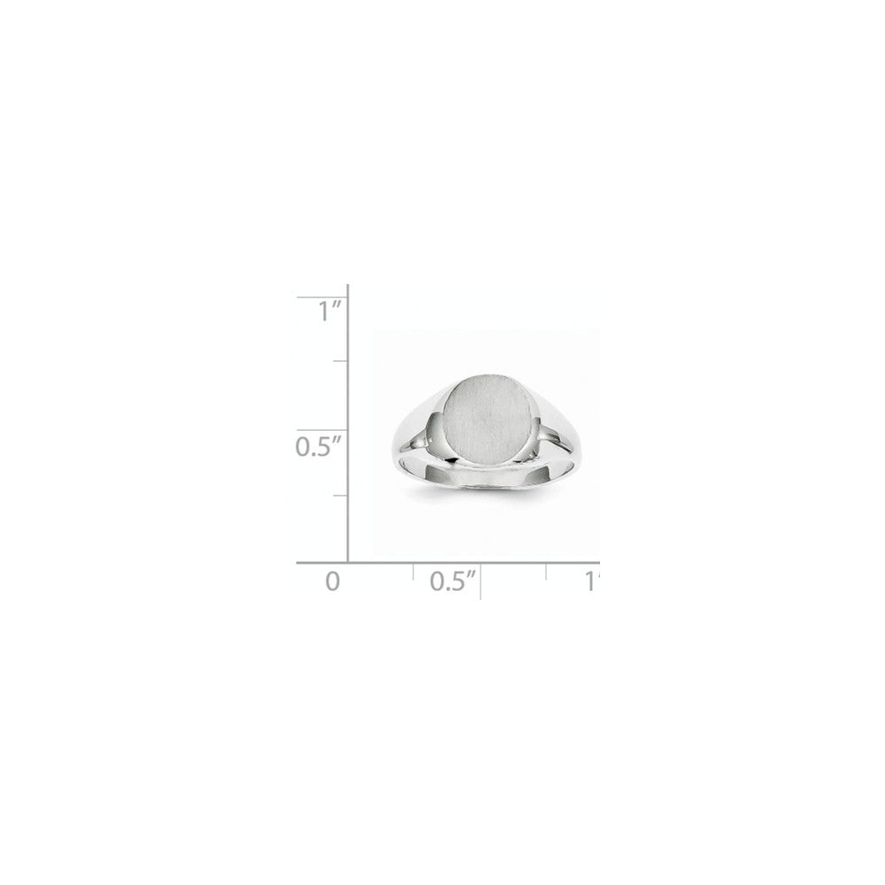 Solid Closed Back Signet Ring Round Custom Personalized with Free Engraving Available of Initials in Solid 14K White Gold