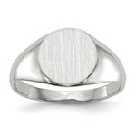 Load image into Gallery viewer, Solid Closed Back Signet Ring Round Custom Personalized with Free Engraving Available of Initials in Solid 14K White Gold
