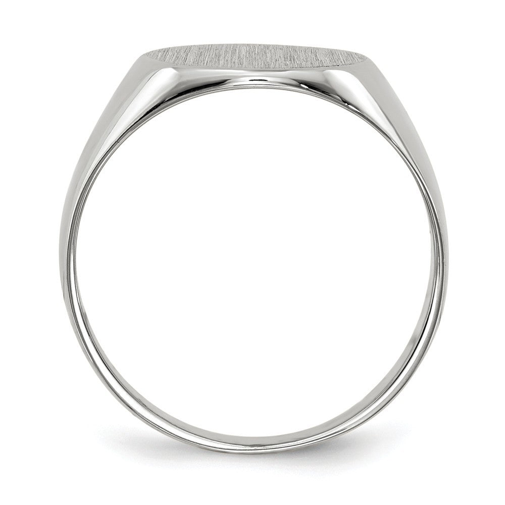 Solid Closed Back Signet Ring Round Custom Personalized with Free Engraving Available of Initials in Solid 14K White Gold