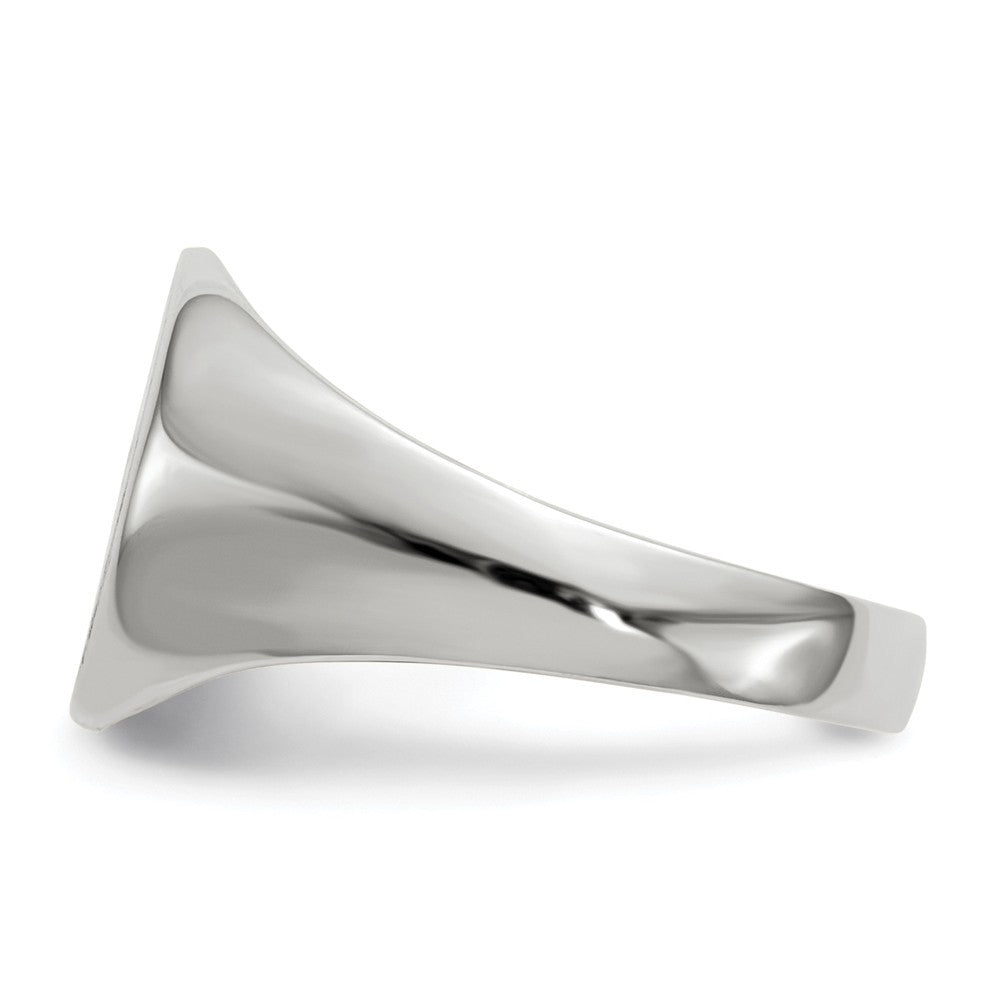 Solid Closed Back Signet Ring Round Custom Personalized with Free Engraving Available of Initials in Solid 14K White Gold