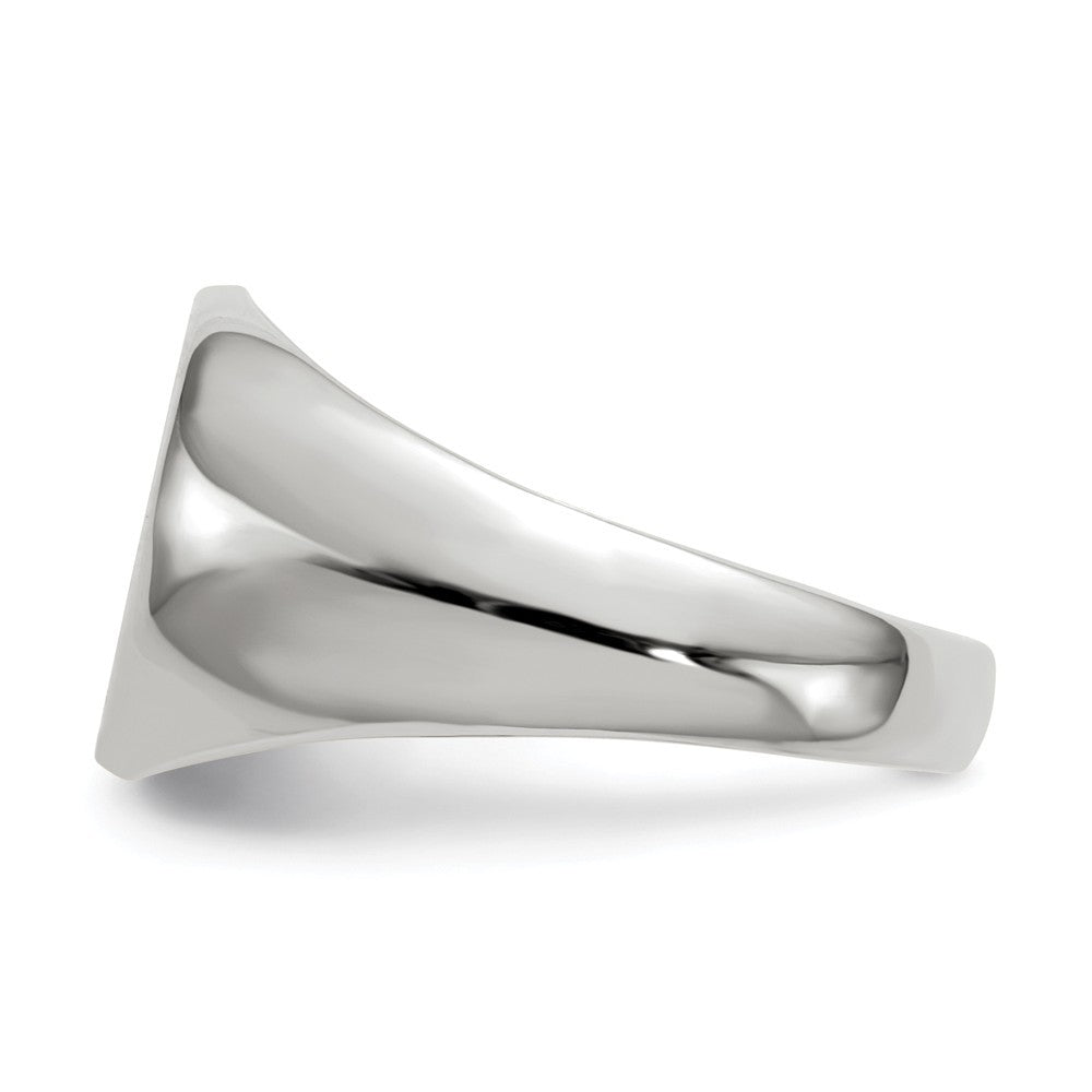 Mens Solid Back Oval Signet Ring Custom Personalized with Free Engraving Available of Initials or Monogram in Solid 14K White Gold