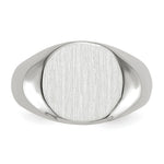 Load image into Gallery viewer, Mens Solid Back Oval Signet Ring Custom Personalized with Free Engraving Available of Initials or Monogram in Solid 14K White Gold
