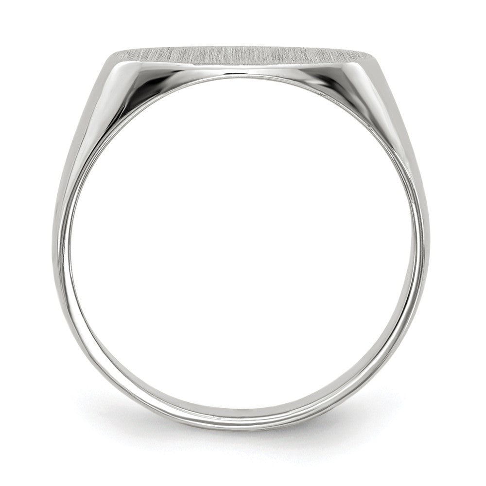 Solid Closed Back Signet Ring Horizontal Oval Custom Personalized with Free Engraving Available of Initials in Solid 14K White Gold