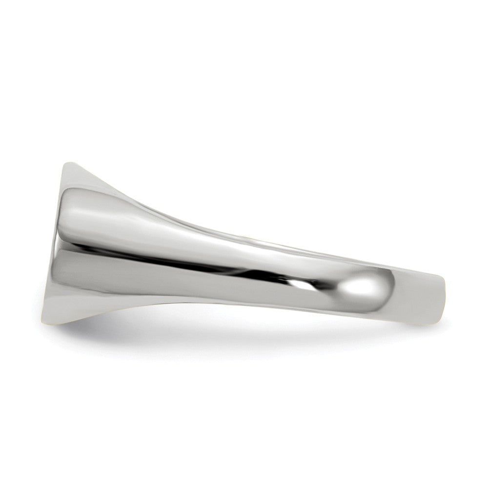 Solid Closed Back Signet Ring Horizontal Oval Custom Personalized with Free Engraving Available of Initials in Solid 14K White Gold