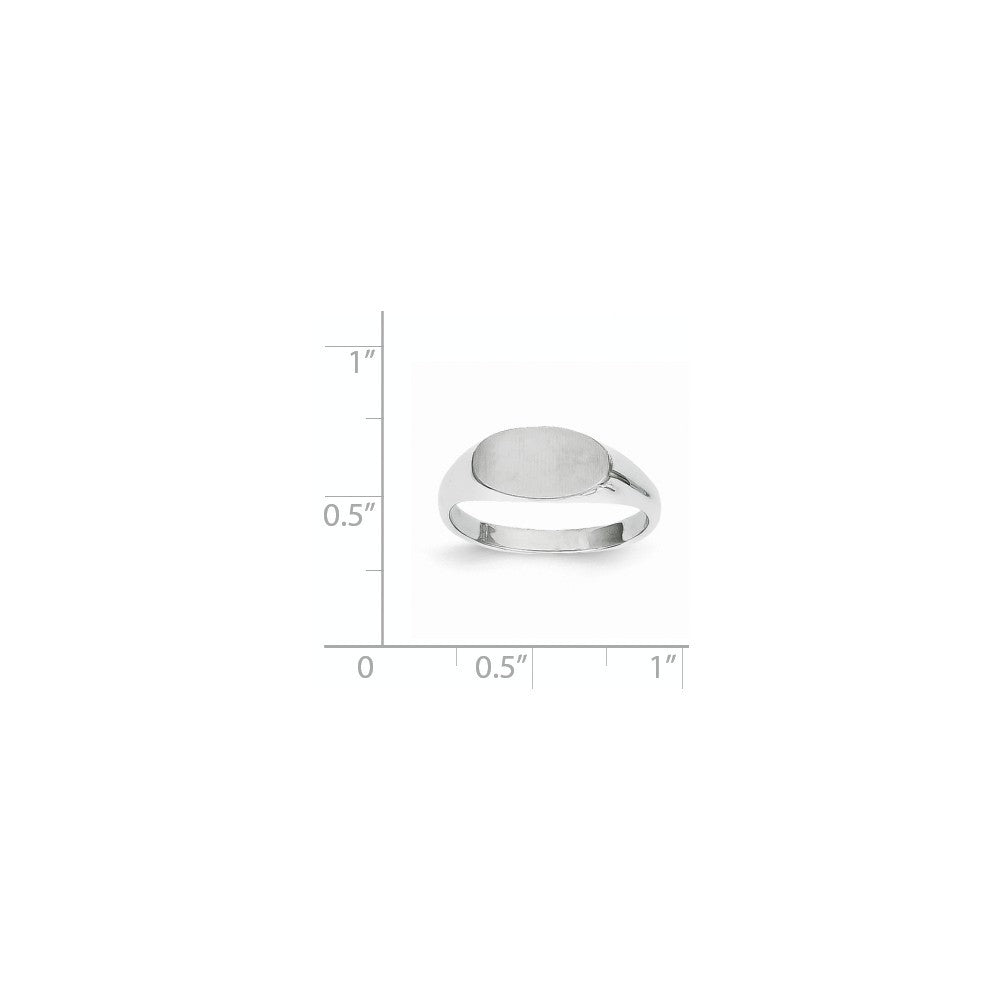 Solid Closed Back Signet Ring Horizontal Oval Custom Personalized with Free Engraving Available of Initials in Solid 14K White Gold