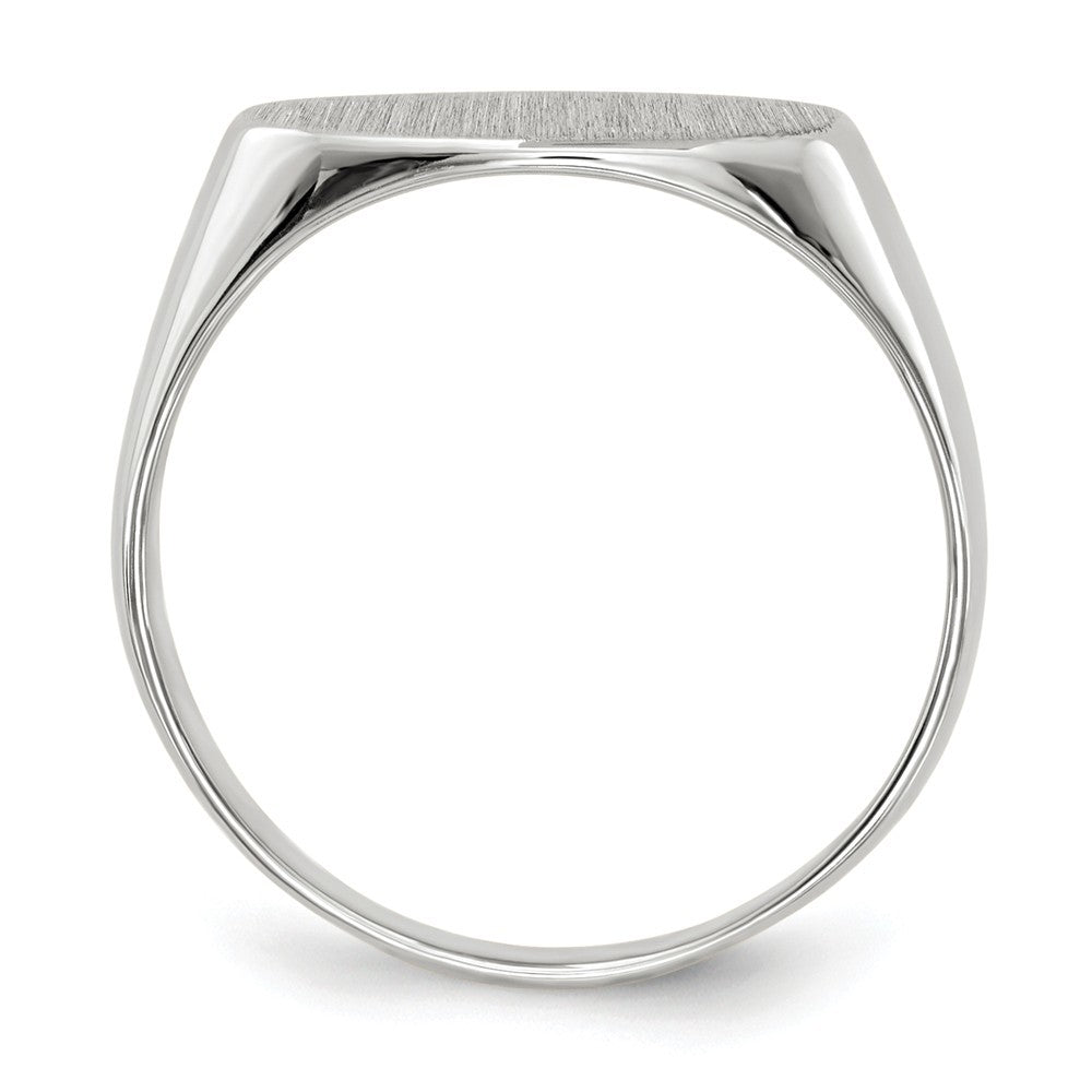 Solid Closed Back Signet Ring Horizontal Oval Custom Personalized with Free Engraving Available of Initials in Solid 14K White Gold