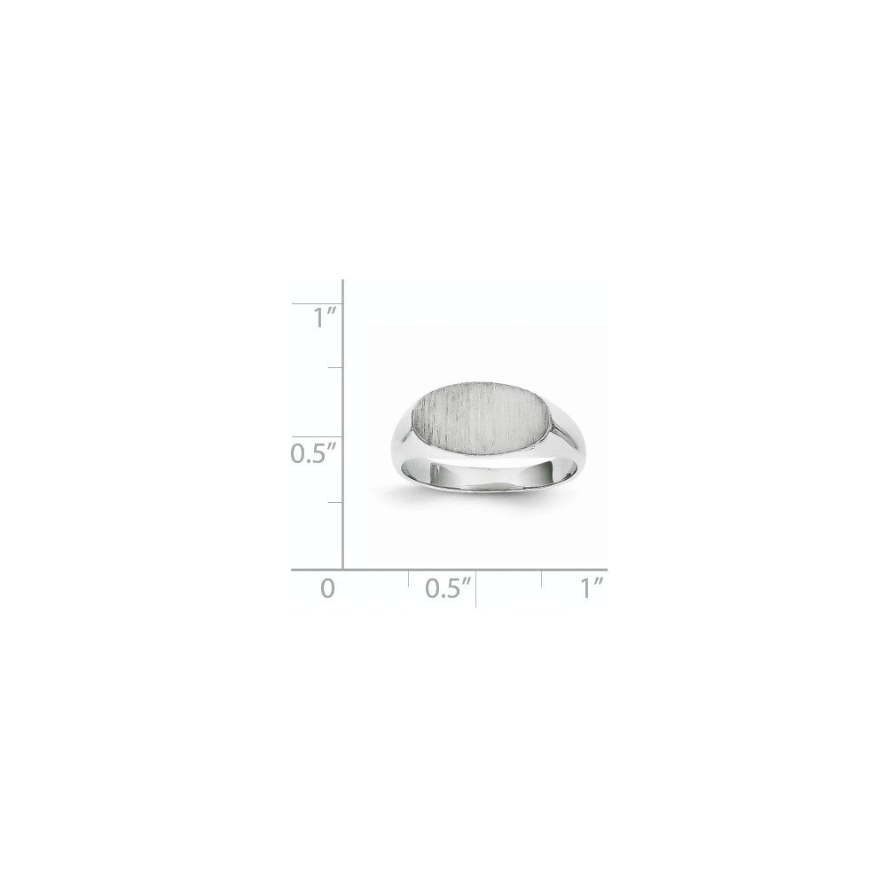 Solid Closed Back Signet Ring Horizontal Oval Custom Personalized with Free Engraving Available of Initials in Solid 14K White Gold