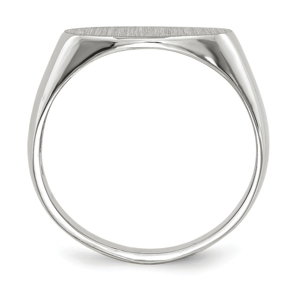 Open Back Signet Ring Horizontal Oval Custom Personalized with Free Engraving Available of Initials in Solid 14K White Gold