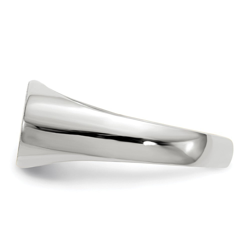 Open Back Signet Ring Horizontal Oval Custom Personalized with Free Engraving Available of Initials in Solid 14K White Gold