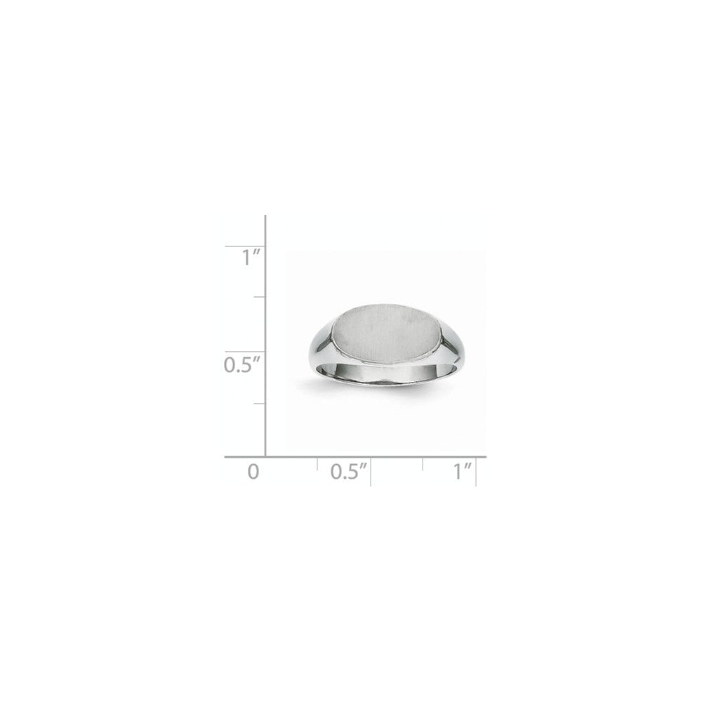 Open Back Signet Ring Horizontal Oval Custom Personalized with Free Engraving Available of Initials in Solid 14K White Gold