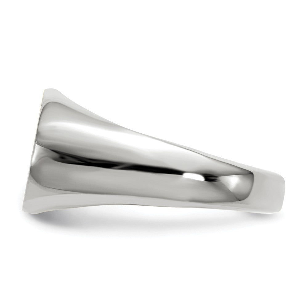 Open Back Signet Ring Horizontal Oval Custom Personalized with Free Engraving Available of Initials in Solid 14K White Gold