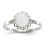 Load image into Gallery viewer, Open Back Signet Ring Round Scallop Edge Custom Personalized with Free Engraving Available of Initials in Solid 14K White Gold
