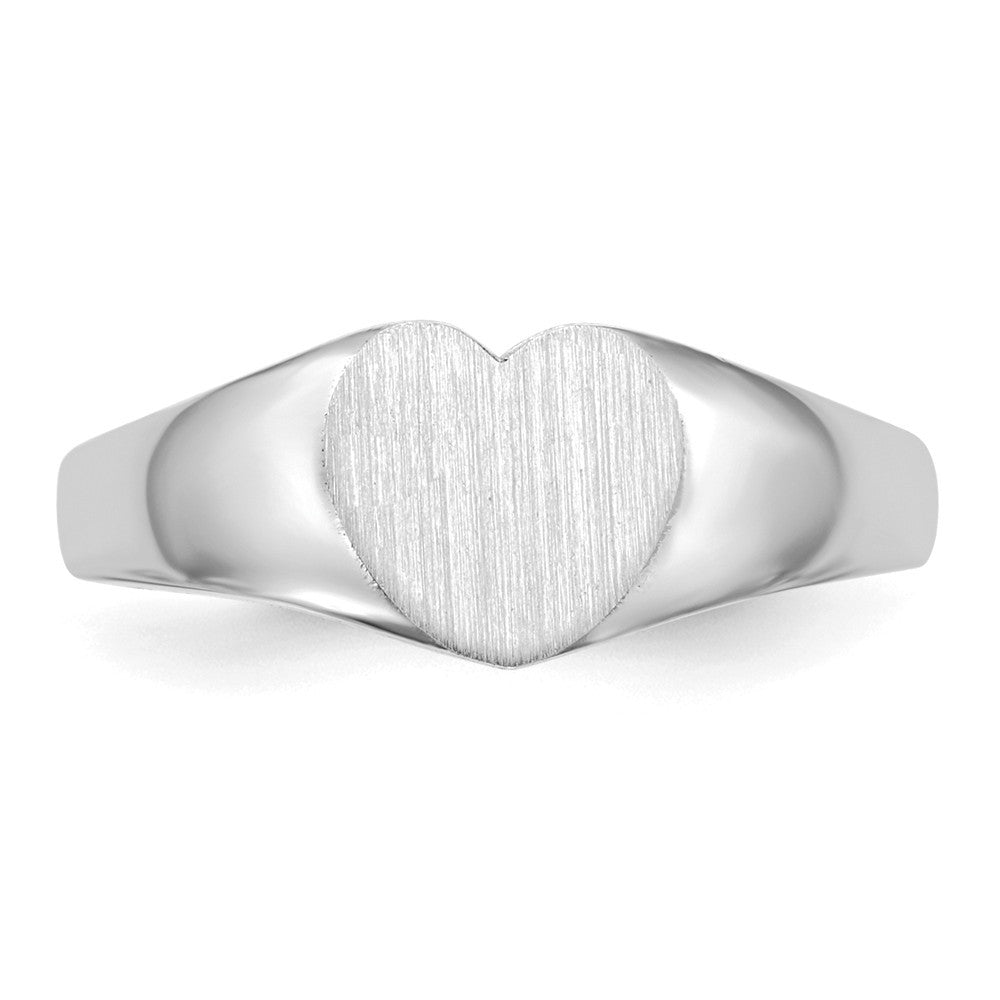 Sold Closed Back Signet Ring Heart Shape Custom Personalized with Free Engraving Available of Initials in Solid 14K White Gold