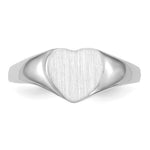Load image into Gallery viewer, Solid Closed Back Womens Heart Design Top Signet Ring Custom Personalized with Free Engraving Available of Initials or Monogram in Solid 14K White Gold
