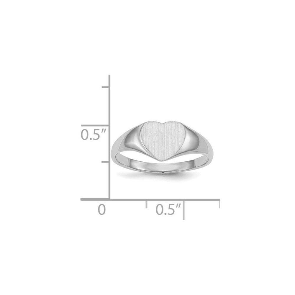 Solid Closed Back Womens Heart Design Top Signet Ring Custom Personalized with Free Engraving Available of Initials or Monogram in Solid 14K White Gold