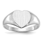 Load image into Gallery viewer, Open Back Womens Heart Design Top Signet Ring Custom Personalized with Free Engraving Available of Initials in Solid 14K White Gold
