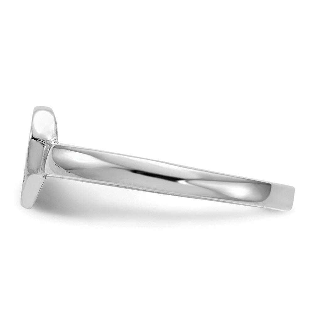 Open Back Signet Ring Heart Shape Custom Personalized with Free Engraving Available of Initials in Solid 14K White Gold