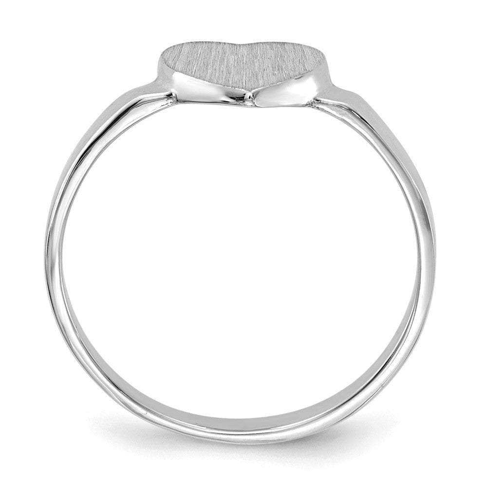 Open Back Signet Ring Heart Shape Custom Personalized with Free Engraving Available of Initials in Solid 14K White Gold