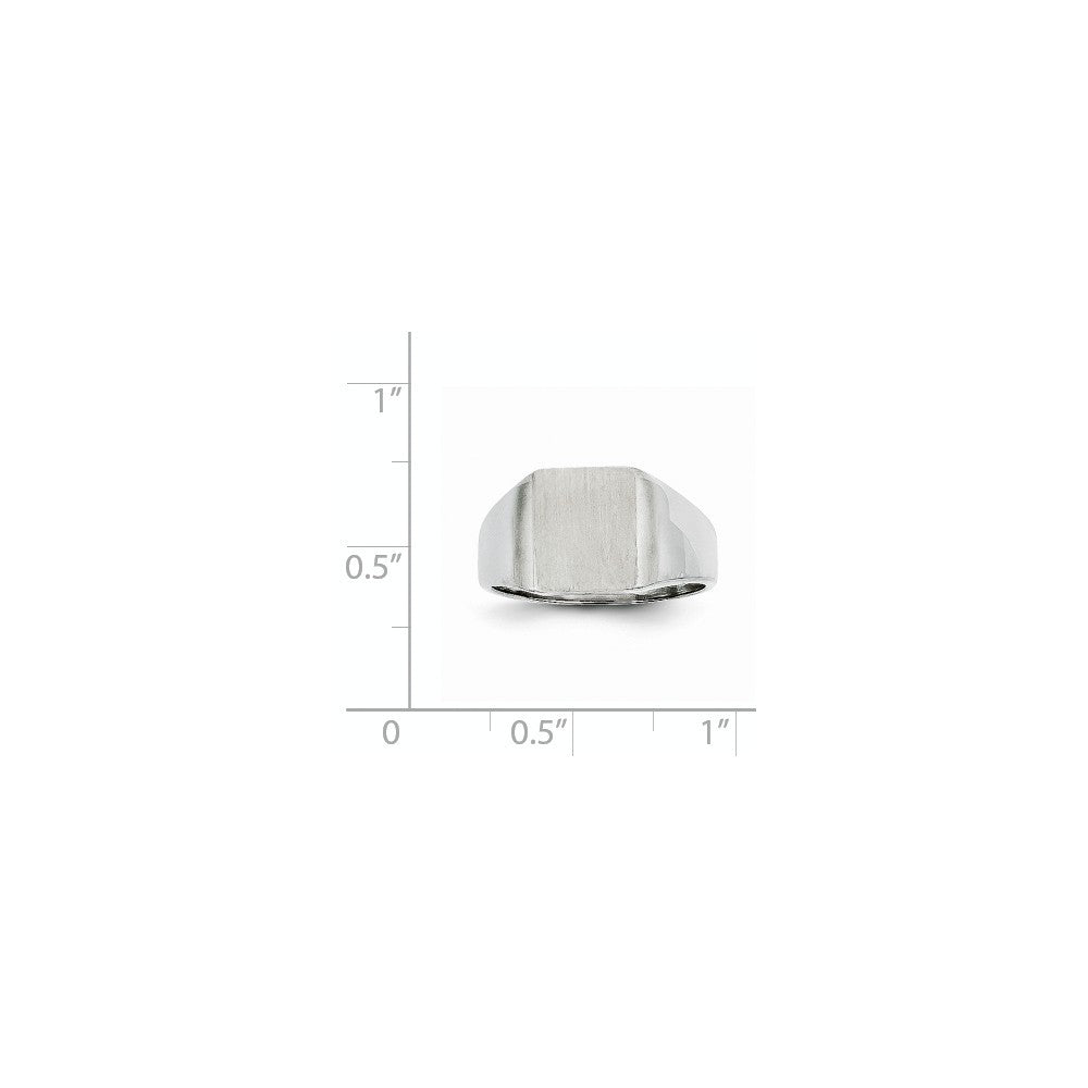 Solid Closed Back Square Top Signet Ring Custom Personalized with Free Engraving Available of Initials in Solid 14K White Gold