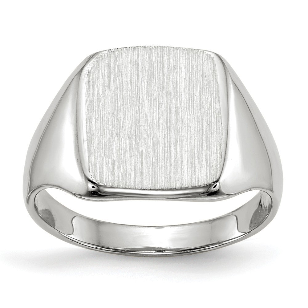 Solid Closed Back Square Top Signet Ring Custom Personalized with Free Engraving Available of Initials in Solid 14K White Gold