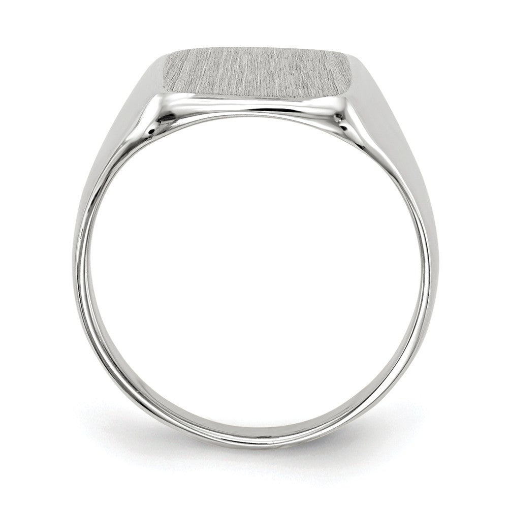 Solid Closed Back Square Top Signet Ring Custom Personalized with Free Engraving Available of Initials in Solid 14K White Gold