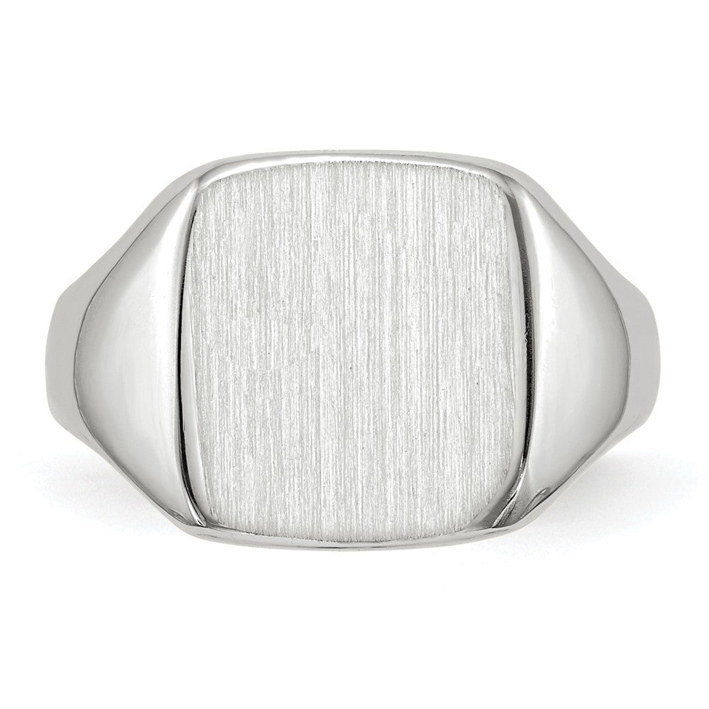 Solid Closed Back Square Top Signet Ring Custom Personalized with Free Engraving Available of Initials in Solid 14K White Gold
