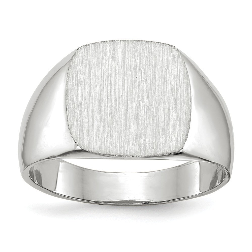 Solid Closed Back Mens Square Top Signet Ring Custom Personalized with Free Engraving Available of Initials or Monogram in Solid 14K Yellow Gold