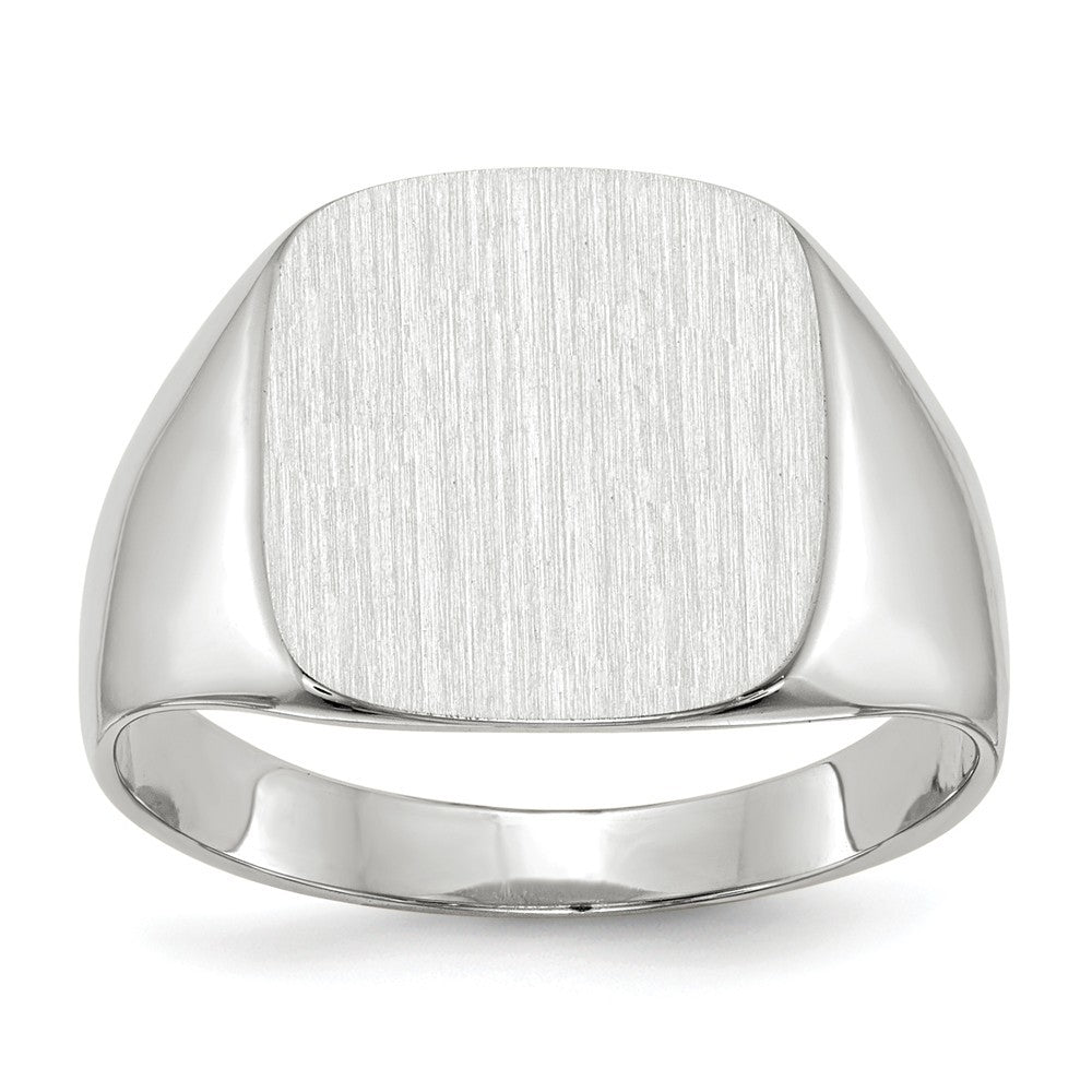 Solid Closed Back Square Top Signet Ring Custom Personalized with Free Engraving Available of Initials or Monogram in Solid 14K White Gold