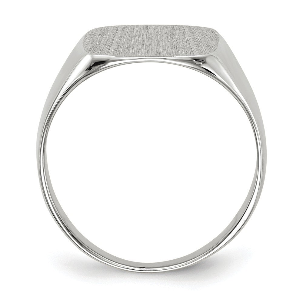 Solid Closed Back Square Top Signet Ring Custom Personalized with Free Engraving Available of Initials or Monogram in Solid 14K White Gold