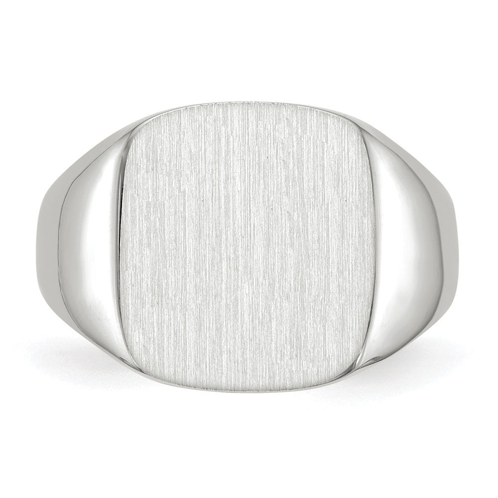 Solid Closed Back Square Top Signet Ring Custom Personalized with Free Engraving Available of Initials or Monogram in Solid 14K White Gold