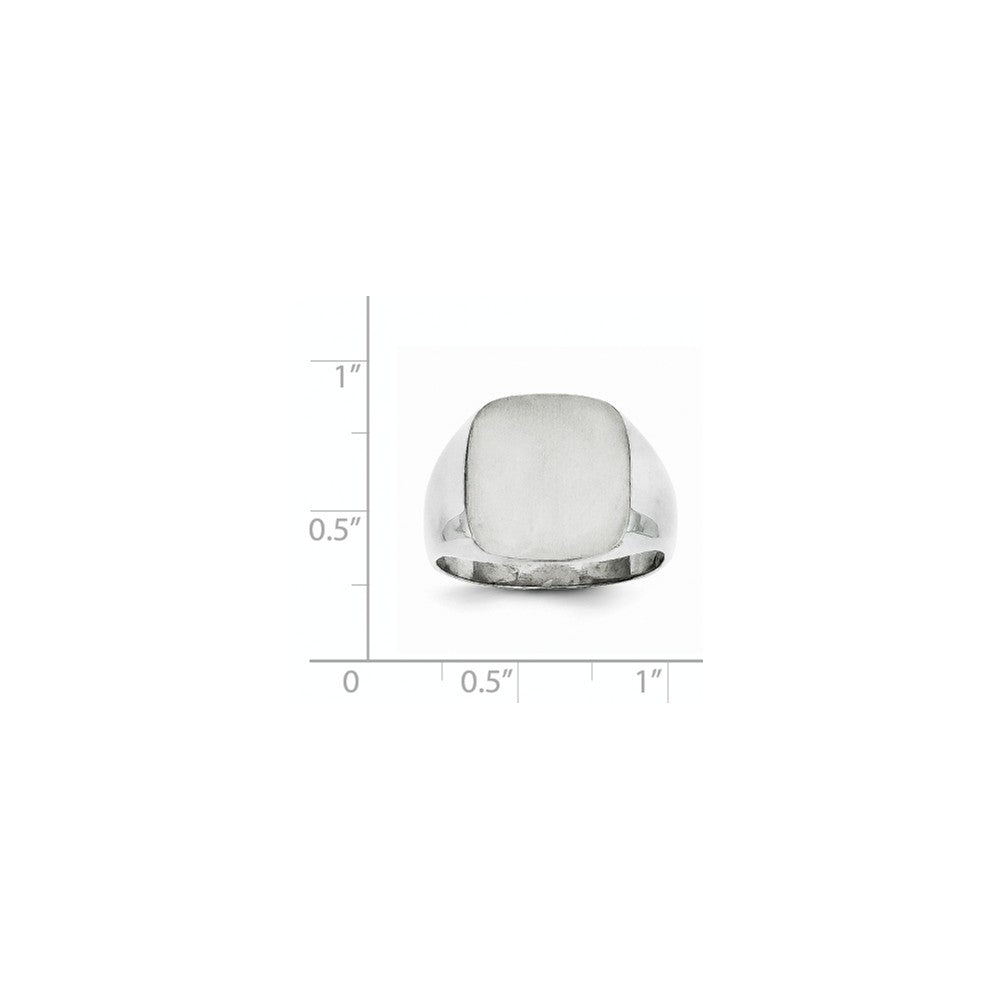 Solid Closed Back Square Top Signet Ring Custom Personalized with Free Engraving Available of Initials or Monogram in Solid 14K White Gold