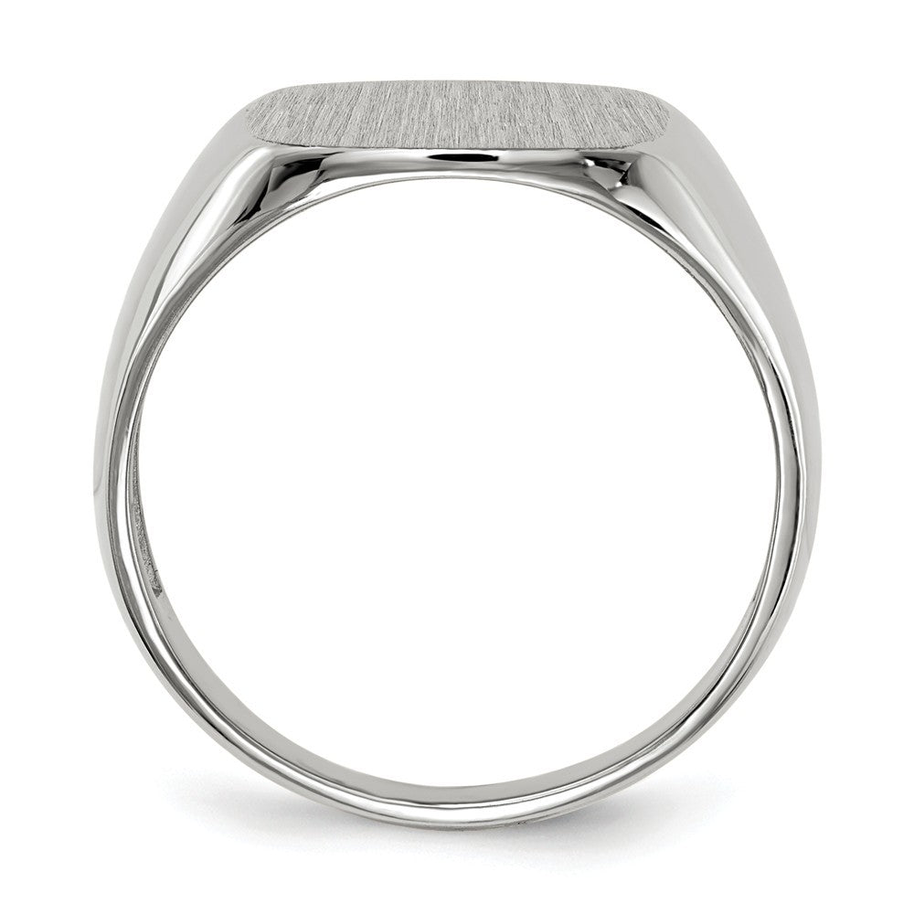 Open Back Square Top Signet Ring Custom Personalized with Free Engraving Available of Initials or Monogram in Solid 14K White Gold