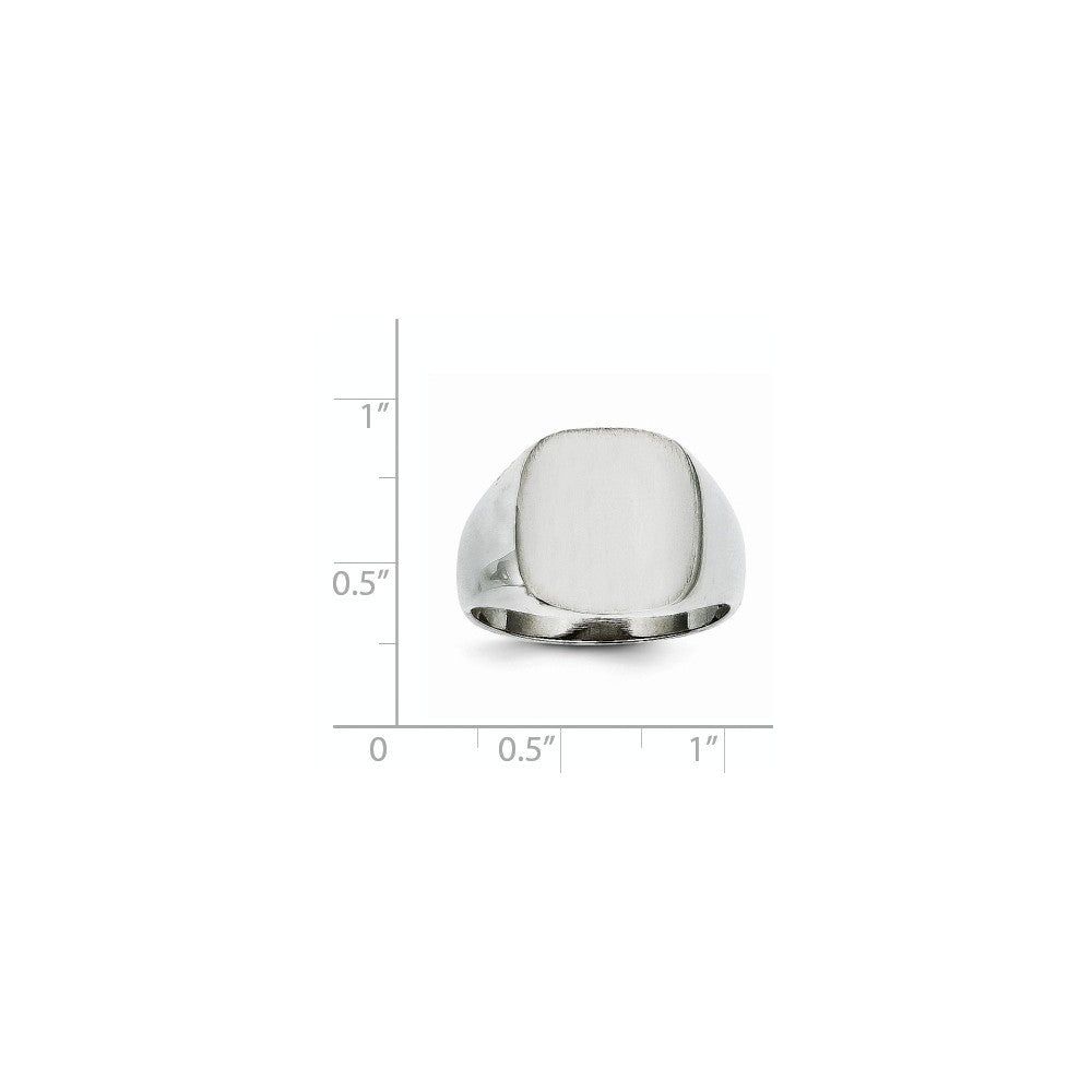 Open Back Square Top Signet Ring Custom Personalized with Free Engraving Available of Initials or Monogram in Solid 14K White Gold