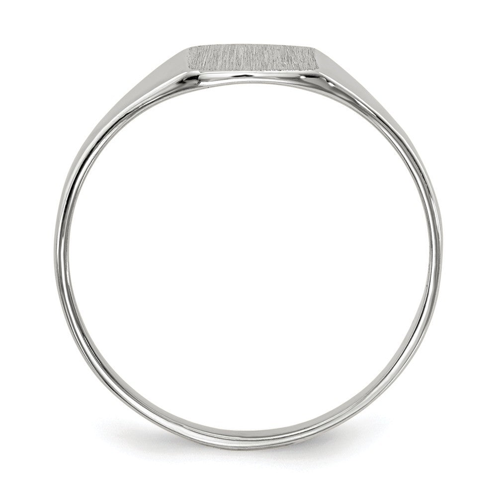 Closed Solid Back Signet Ring Square Shape Custom Personalized with Free Engraving Available of Initials in Solid 14K White Gold