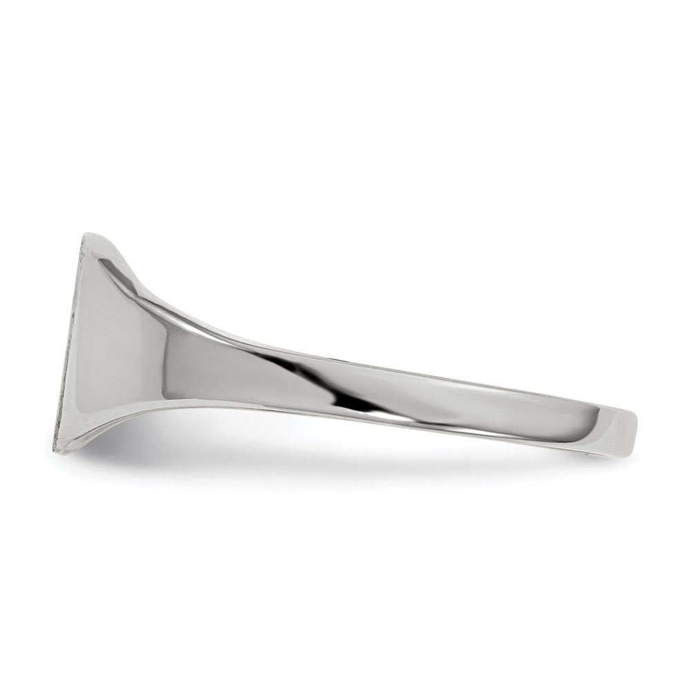 Closed Solid Back Signet Ring Square Shape Custom Personalized with Free Engraving Available of Initials in Solid 14K White Gold