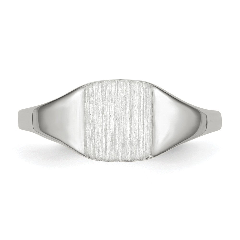 Closed Solid Back Signet Ring Square Shape Custom Personalized with Free Engraving Available of Initials in Solid 14K White Gold