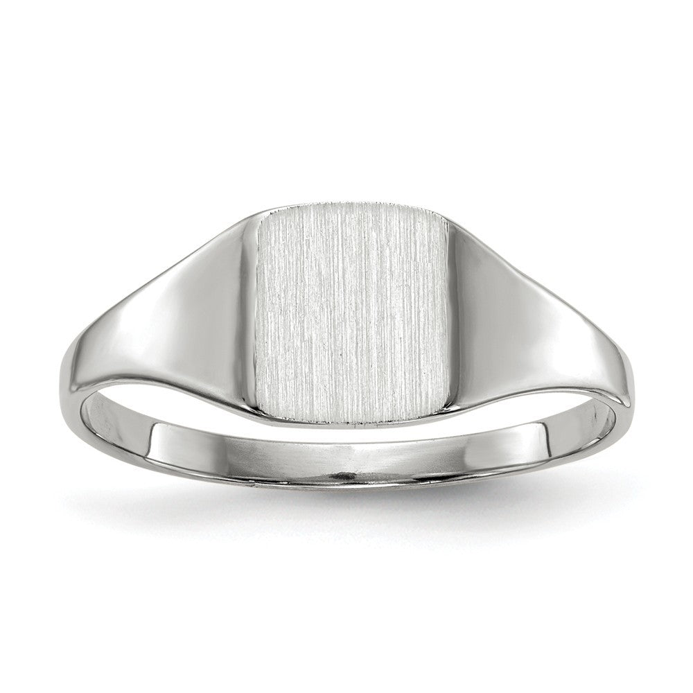Closed Solid Back Signet Ring Square Shape Custom Personalized with Free Engraving Available of Initials in Solid 14K White Gold