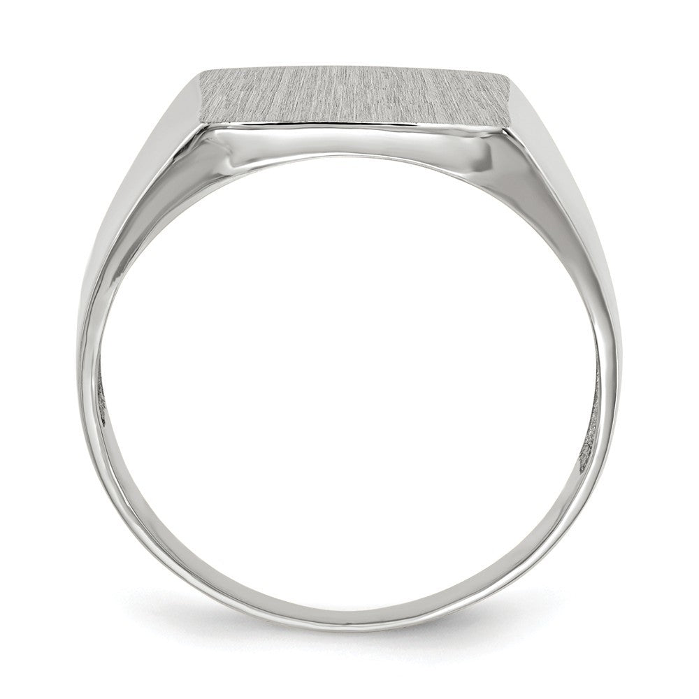 Closed Solid Back Square Top Signet Ring Custom Personalized with Free Engraving Available of Initials or Monogram in Solid 14K White Gold